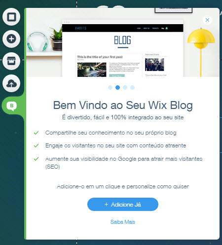 Wix funcionalidade de blog